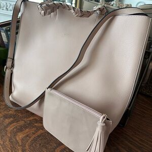 Jules Kae Blush Vegan Leather Tote Bag and Matching Pouch